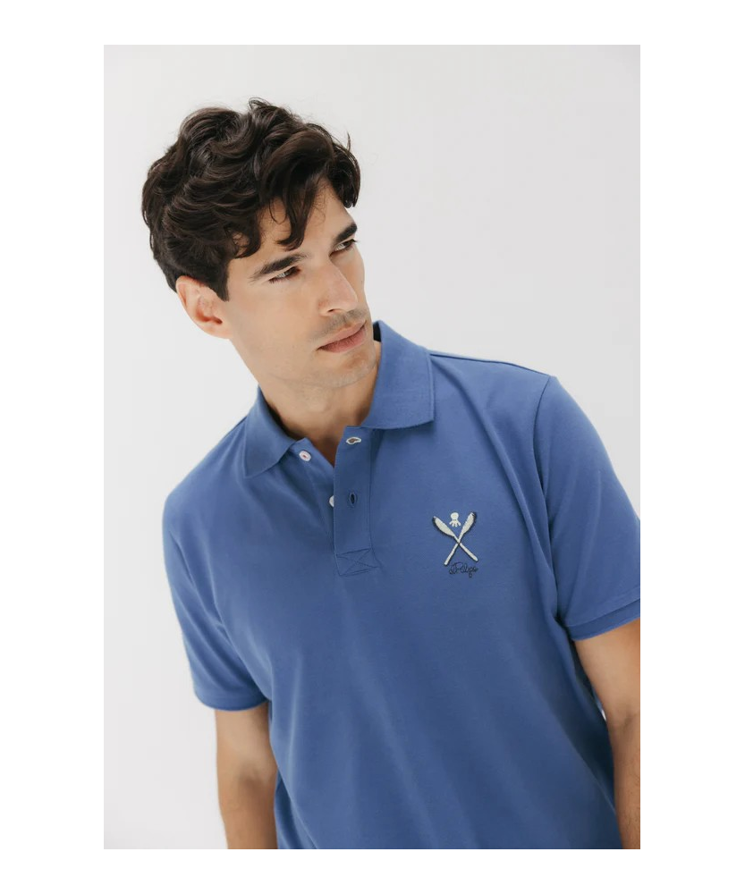 POLO LAVADO PALAS DIBUJADAS INDIGO
