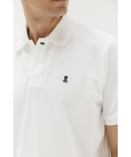 POLO LAVADO BORDADO A CONTRASTE BLANCO PURO