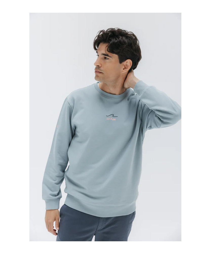SUDADERA EL MAR TODO LO CURA AZUL GRISACEO