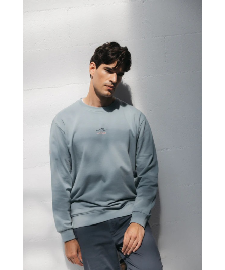 SUDADERA EL MAR TODO LO CURA AZUL GRISACEO