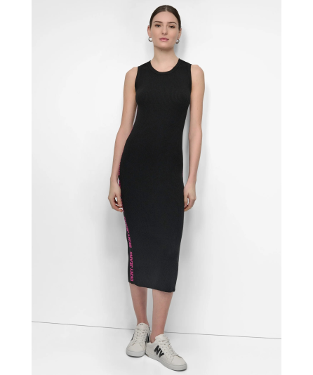 DKNY VESTIDO NEGRO CON FUCSIA