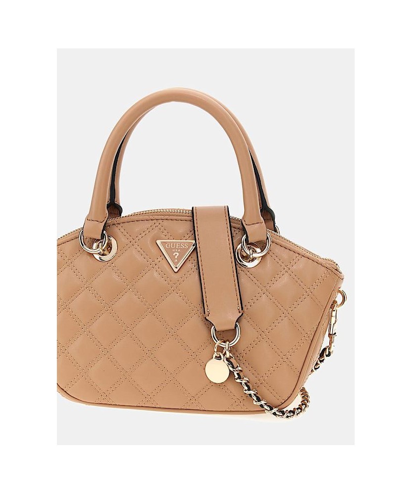 BOLSO DE MANO GIULLY PESPUNTEADO BEIGE GUESS
