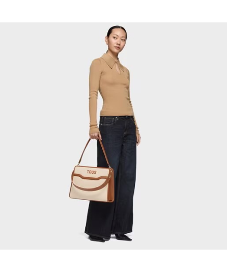 TOUS SHOPPER M AUDREE CANVAS CAMEL