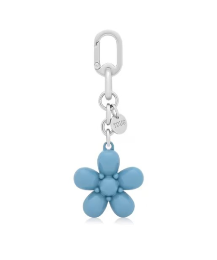 TOUS LLAVERO PUFFED DAISY FLOWER AZUL CIELO