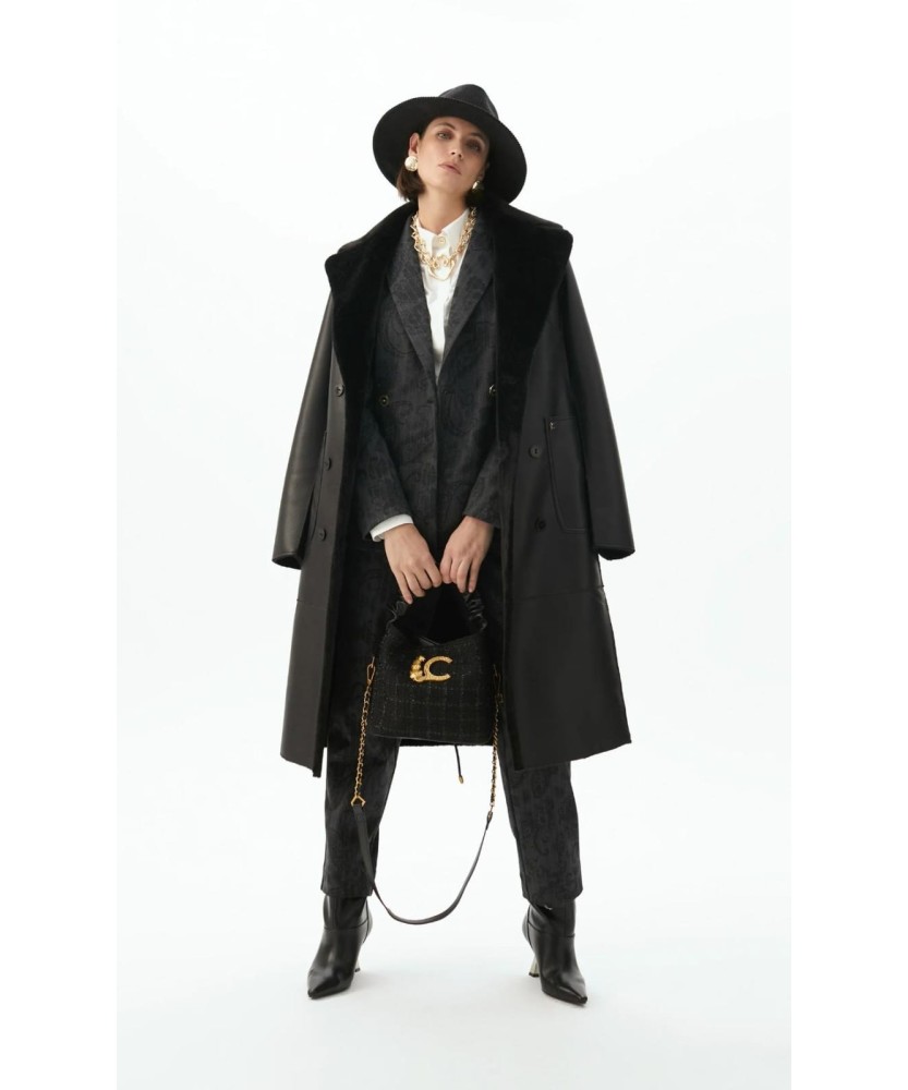 LOLA CASADEMUNT ABRIGO LARGO DOBLEFAZ NEGRO