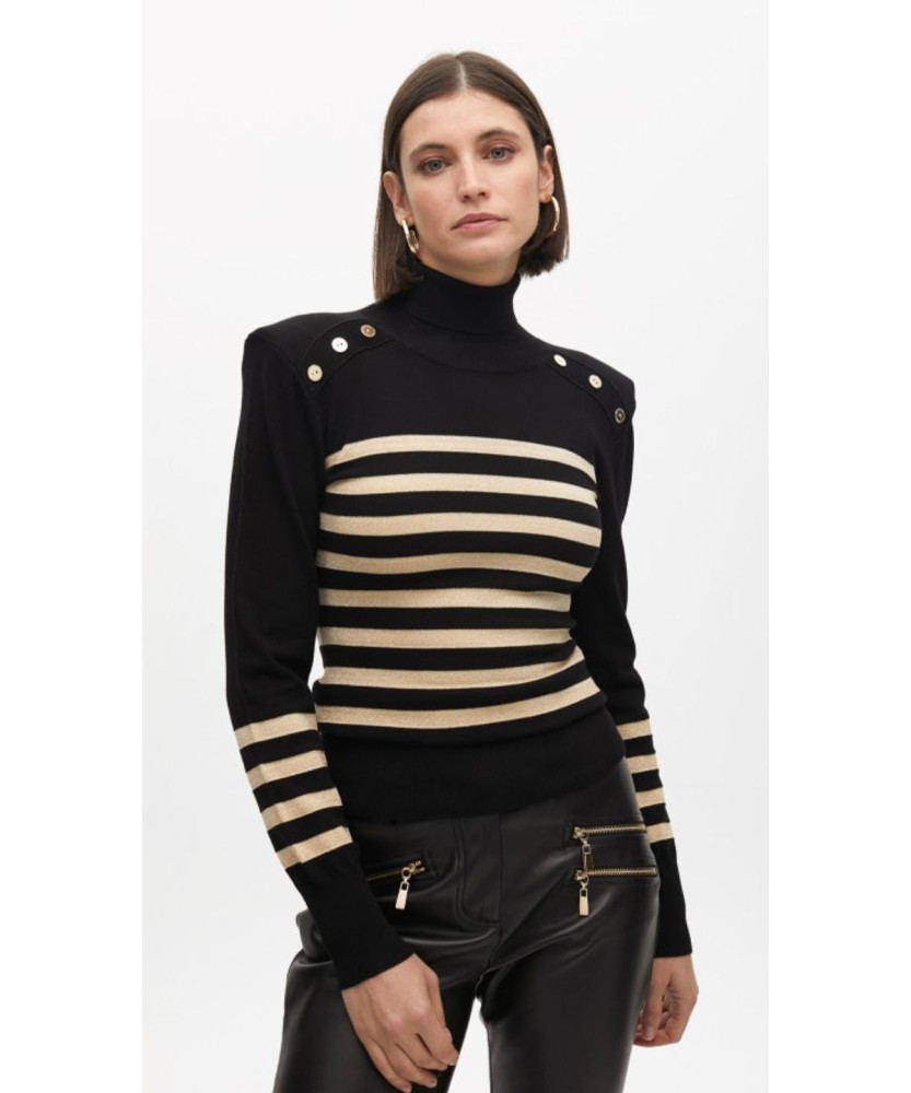 LOLA CASADEMUNT JERSEY CUELLO ALTO RAYAS DETALLE BOTONES