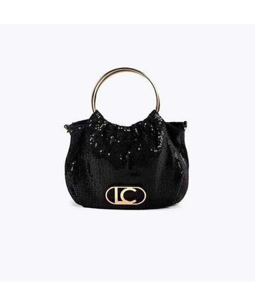 LOLA CASADEMUNT BOLSITO ASA METALIZADA CIRCULAR EN TEJIDO LENTEJUELAS